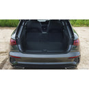 CBM-AUDI-A3-HB-2125-TOP-CF, AUDI A3/8YA Sportback 2021~2025 Top Position Boot Mat – Raised Edge TPV, Carbon-Style Pattern Texture