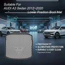 CBM-AUDI-A3-SD-1220-LP-CF, AUDI A3 Sedan Lower Position Boot Mat – Raised Edge TPV, Carbon-Style Pattern Texture