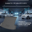CBM-VW-JETTA-1321-CF, VW JETTA 2013~2021 Boot Mat – Raised Edge TPV, Carbon-Style Pattern Texture