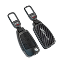 CKC-AUDI-A-Z-GM-CF,Audi Carbon Fibre Pattern Zinc Alloy Smart Key Cover with Stainless Steel Keychain | Smart Key Fob Protector | Durable Anti-Scratch Metal Case