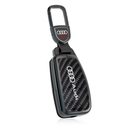 CKC-AUDI-A-Z-GM-CF,Audi Carbon Fibre Pattern Zinc Alloy Smart Key Cover with Stainless Steel Keychain | Smart Key Fob Protector | Durable Anti-Scratch Metal Case