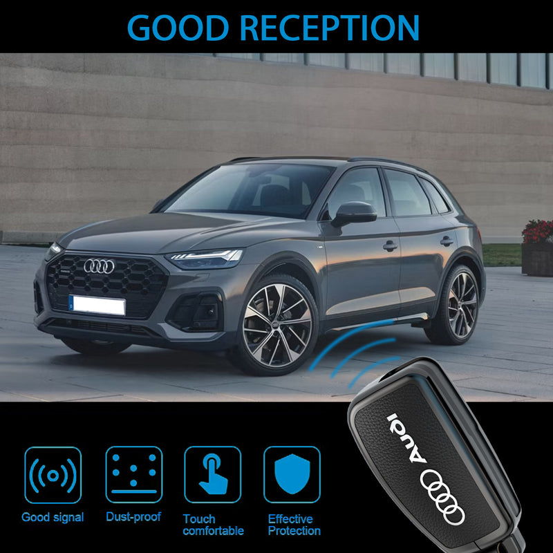 CKC-AUDI-A-Z-GM,AUDI Zinc Alloy Key Cover with Keychain | Smart Key Fob Protector | Durable Anti-Scratch Metal Case