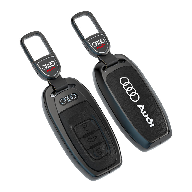 CKC-AUDI-B-Z-GM,AUDI Zinc Alloy Key Cover with Keychain | Smart Key Fob Protector | Durable Anti-Scratch Metal Case