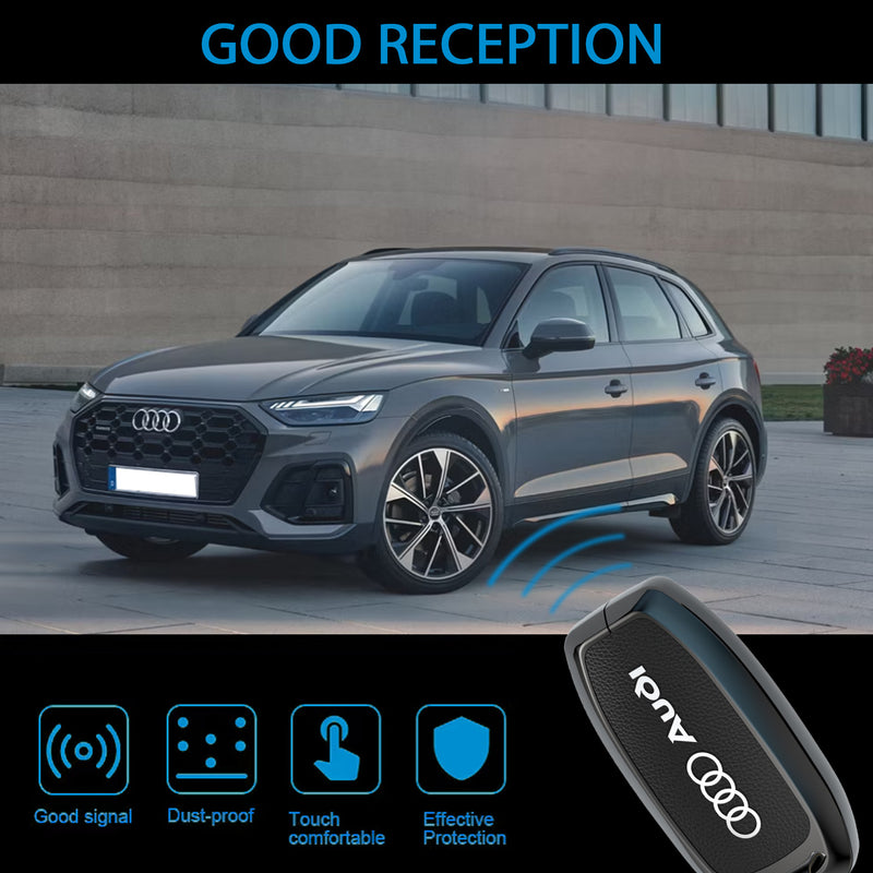 CKC-AUDI-B-Z-GM,AUDI Zinc Alloy Key Cover with Keychain | Smart Key Fob Protector | Durable Anti-Scratch Metal Case