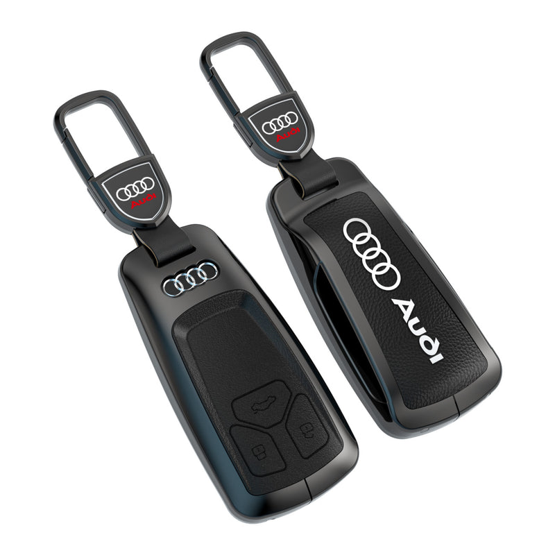 CKC-AUDI-C-Z-GM,AUDI Zinc Alloy Key Cover with Keychain | Smart Key Fob Protector | Durable Anti-Scratch Metal Case