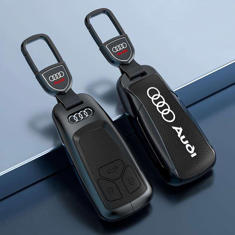 CKC-AUDI-C-Z-GM,AUDI Zinc Alloy Key Cover with Keychain | Smart Key Fob Protector | Durable Anti-Scratch Metal Case