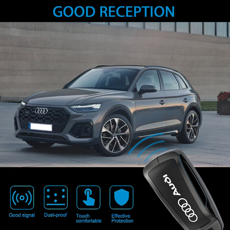 CKC-AUDI-C-Z-GM,AUDI Zinc Alloy Key Cover with Keychain | Smart Key Fob Protector | Durable Anti-Scratch Metal Case