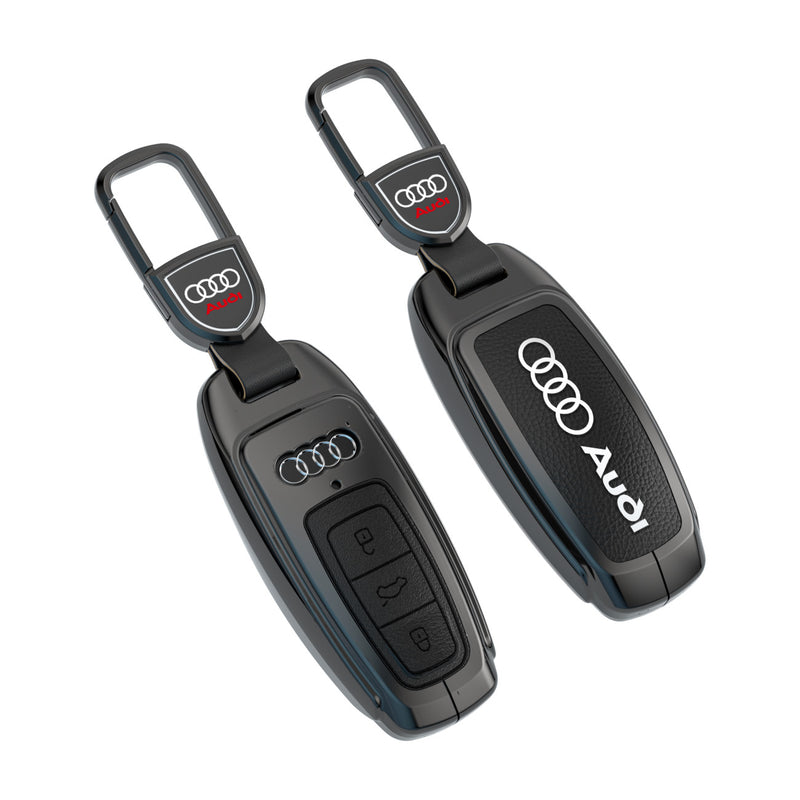 CKC-AUDI-D-Z-GM,AUDI Zinc Alloy Key Cover with Keychain | Smart Key Fob Protector | Durable Anti-Scratch Metal Case