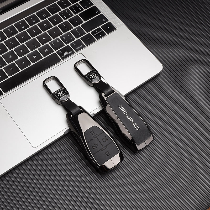 CKC-BEIJING-A-Z-GM,BAIC Zinc Alloy Key Cover with Keychain | Smart Key Fob Protector | Durable Anti-Scratch Metal Case