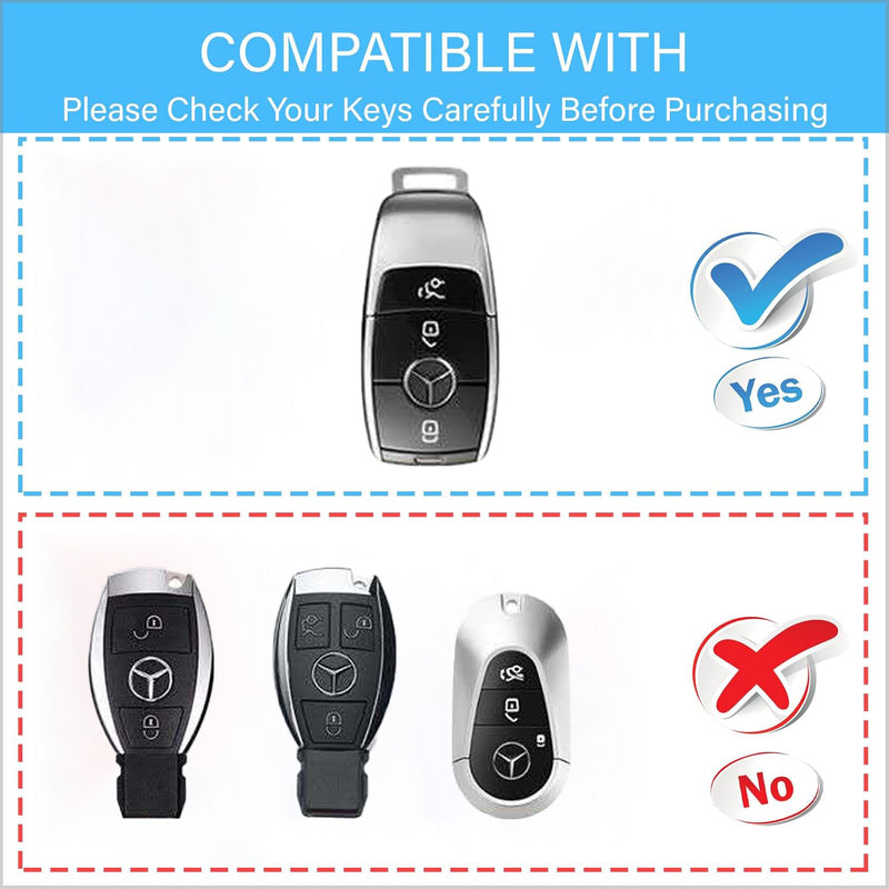 CKC-BENZ-A-Z-GM,Mercedes Benz Zinc Alloy Key Cover with Keychain | Smart Key Fob Protector | Durable Anti-Scratch Metal Case