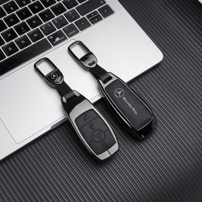 CKC-BENZ-A-Z-GM,Mercedes Benz Zinc Alloy Key Cover with Keychain | Smart Key Fob Protector | Durable Anti-Scratch Metal Case