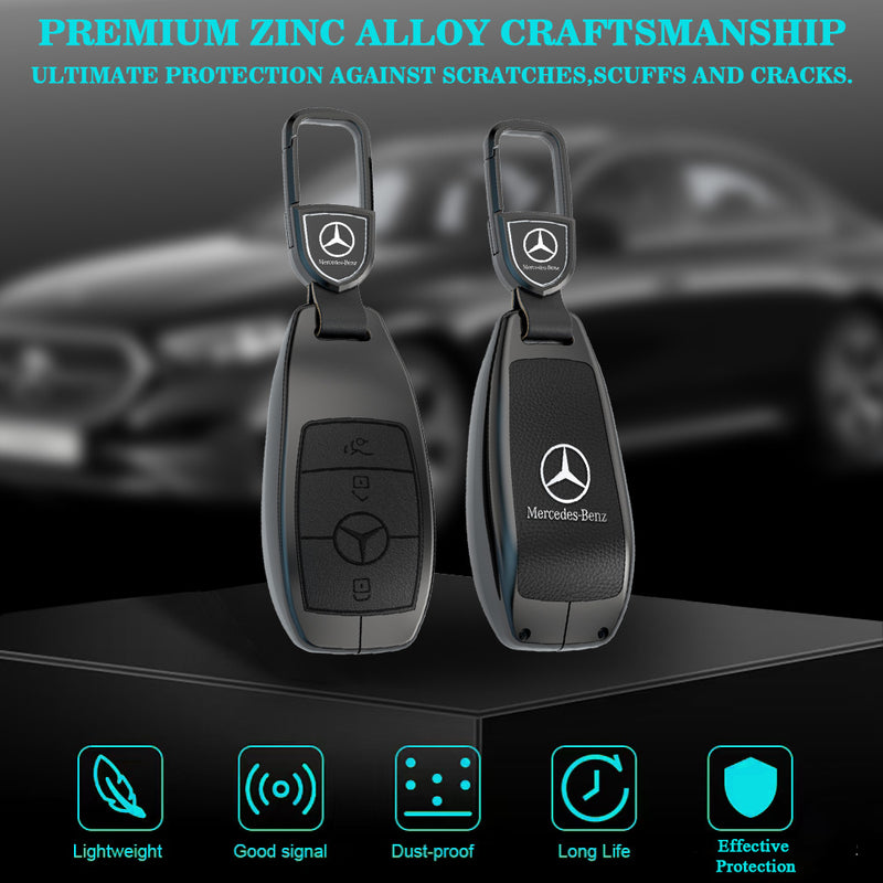 CKC-BENZ-A-Z-GM,Mercedes Benz Zinc Alloy Key Cover with Keychain | Smart Key Fob Protector | Durable Anti-Scratch Metal Case