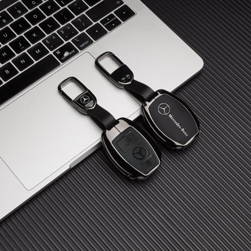 CKC-BENZ-B2-Z-GM,Mercedes Benz Zinc Alloy Key Cover with Keychain | Smart Key Fob Protector | Durable Anti-Scratch Metal Case