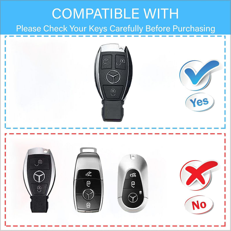 CKC-BENZ-B3-Z-GM,Mercedes Benz Zinc Alloy Key Cover with Keychain | Smart Key Fob Protector | Durable Anti-Scratch Metal Case