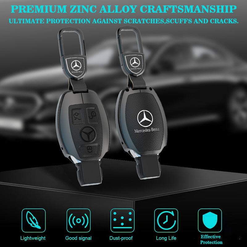 CKC-BENZ-B3-Z-GM,Mercedes Benz Zinc Alloy Key Cover with Keychain | Smart Key Fob Protector | Durable Anti-Scratch Metal Case