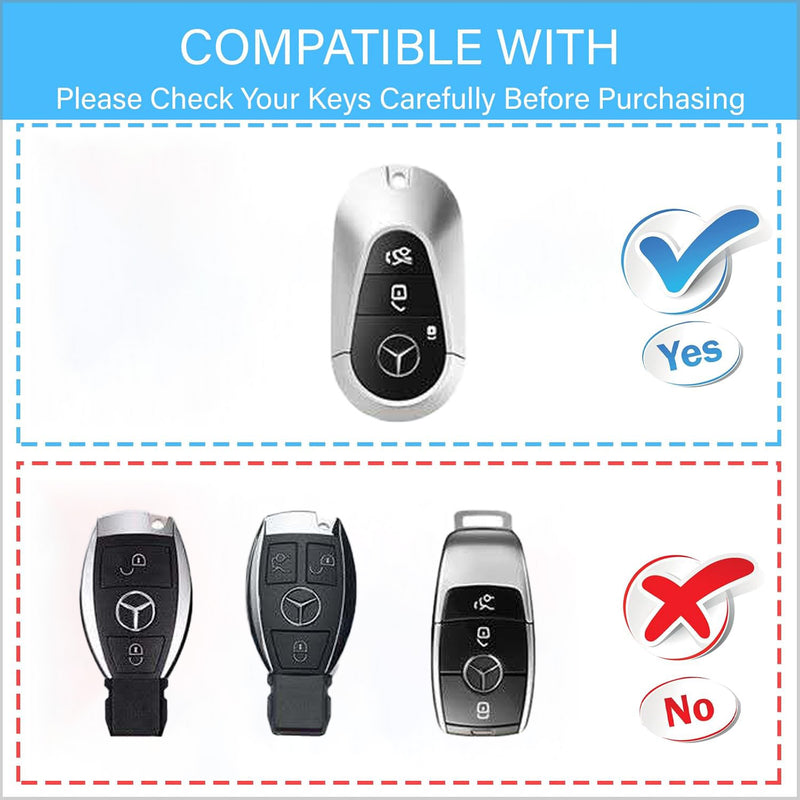 CKC-BENZ-C-Z-GM,Mercedes Benz Zinc Alloy Key Cover with Keychain | Smart Key Fob Protector | Durable Anti-Scratch Metal Case