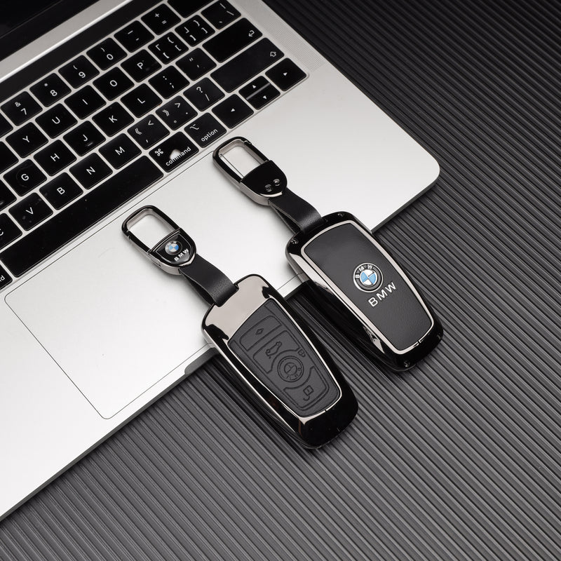 CKC-BMW-A-Z-GM,BMW Zinc Alloy Key Cover with Keychain | Fits BMW 1/3/5/7 Series X3 X4 M5 M6 | Smart Key Fob Protector | Durable Anti-Scratch Metal Case
