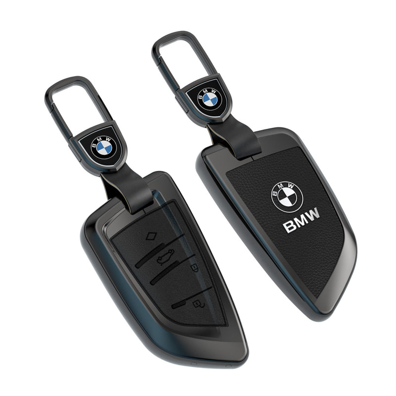 CKC-BMW-B-Z-GM,BMW Zinc Alloy Key Cover with Keychain | Fits BMW 1/3/5/7 Series X3 X4 M5 M6 | Smart Key Fob Protector | Durable Anti-Scratch Metal Case