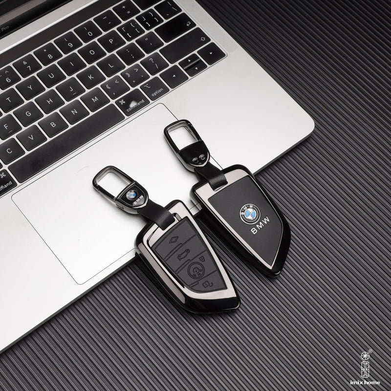 CKC-BMW-B-Z-GM,BMW Zinc Alloy Key Cover with Keychain | Fits BMW 1/3/5/7 Series X3 X4 M5 M6 | Smart Key Fob Protector | Durable Anti-Scratch Metal Case