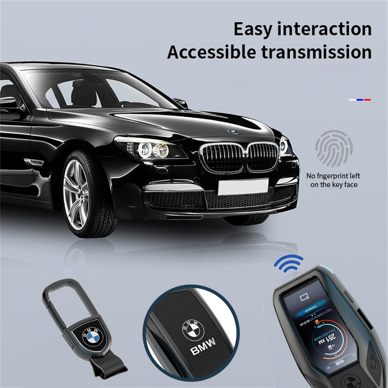 CKC-BMW-D-Z-GM,BMW Zinc Alloy Key Cover with Keychain | Fits BMW 1/3/5/7 Series X3 X4 M5 M6 | Smart Key Fob Protector | Durable Anti-Scratch Metal Case