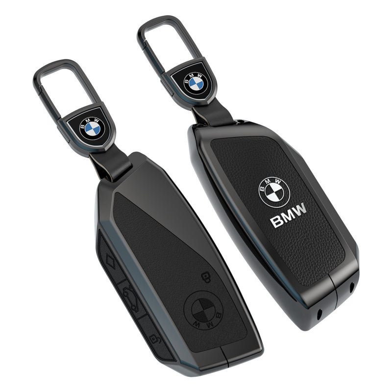 CKC-BMW-C-Z-GM,BMW Zinc Alloy Key Cover with Keychain | Fits BMW 1/3/5/7 Series X3 X4 M5 M6 | Smart Key Fob Protector | Durable Anti-Scratch Metal Case