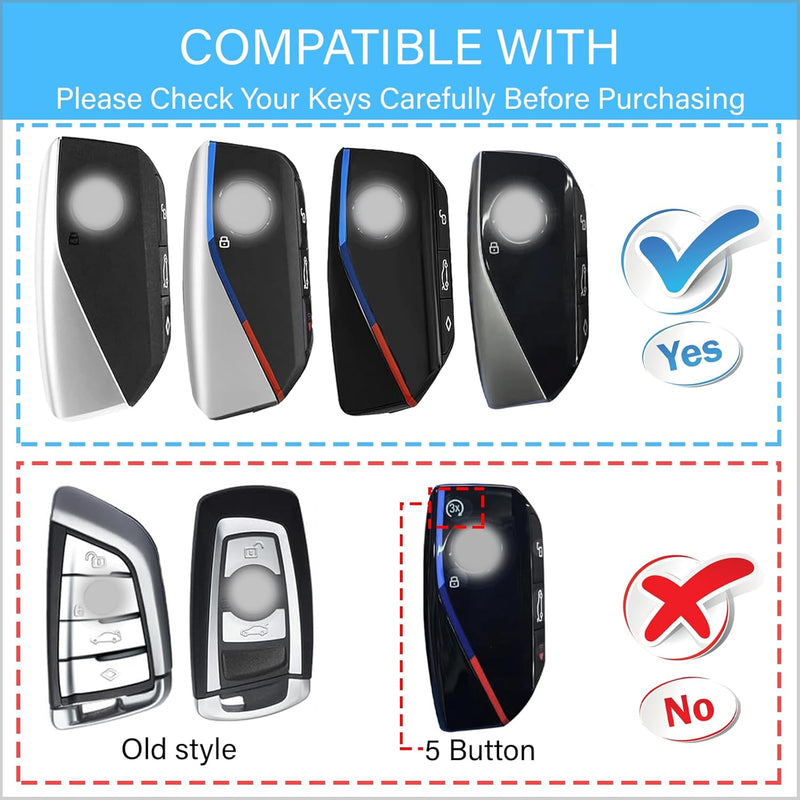 CKC-BMW-C-Z-GM,BMW Zinc Alloy Key Cover with Keychain | Fits BMW 1/3/5/7 Series X3 X4 M5 M6 | Smart Key Fob Protector | Durable Anti-Scratch Metal Case