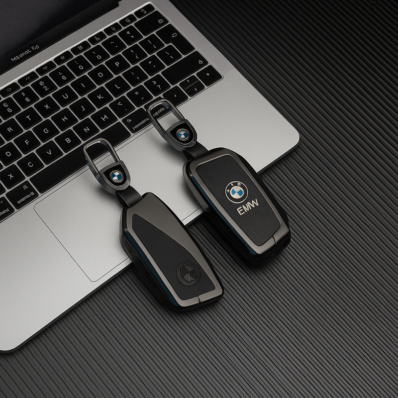CKC-BMW-C-Z-GM,BMW Zinc Alloy Key Cover with Keychain | Fits BMW 1/3/5/7 Series X3 X4 M5 M6 | Smart Key Fob Protector | Durable Anti-Scratch Metal Case