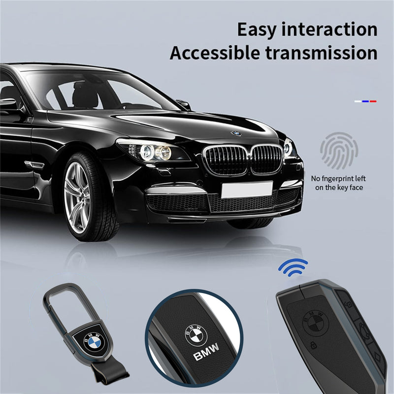 CKC-BMW-C-Z-GM,BMW Zinc Alloy Key Cover with Keychain | Fits BMW 1/3/5/7 Series X3 X4 M5 M6 | Smart Key Fob Protector | Durable Anti-Scratch Metal Case