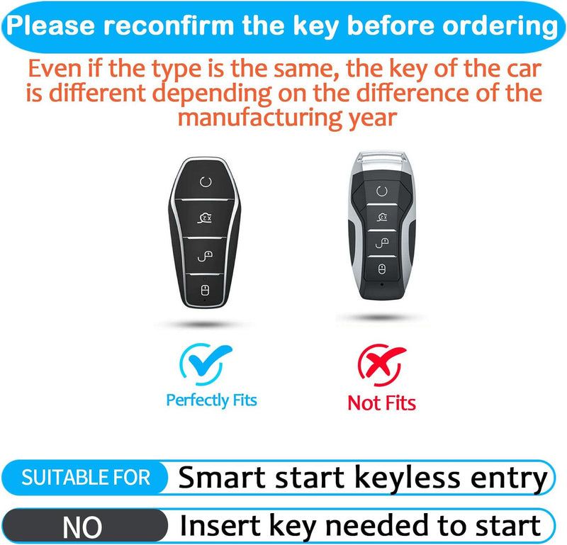 CKC-BYD-A-Z-GM,BYD Zinc Alloy Key Cover with Keychain | Smart Key Fob Protector | Durable Anti-Scratch Metal Case