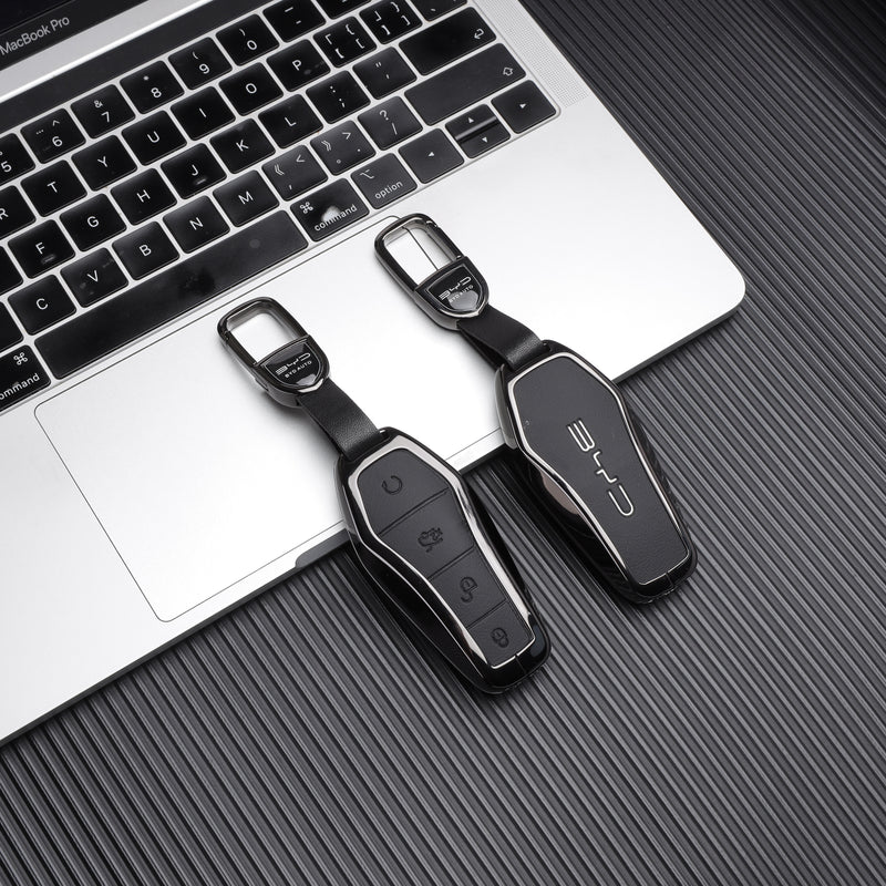 CKC-BYD-A-Z-GM,BYD Zinc Alloy Key Cover with Keychain | Smart Key Fob Protector | Durable Anti-Scratch Metal Case