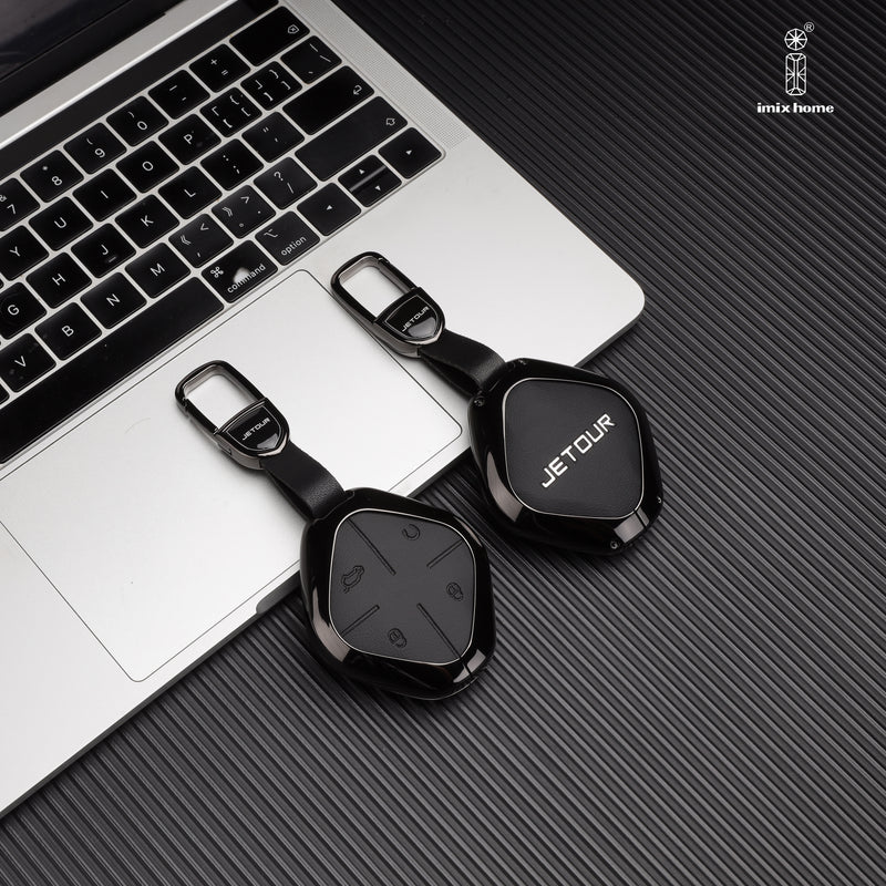 CKC-DASHING-A-Z-GM,JETOUR DASHING Zinc Alloy Key Cover with Keychain | Smart Key Fob Protector | Durable Anti-Scratch Metal Case
