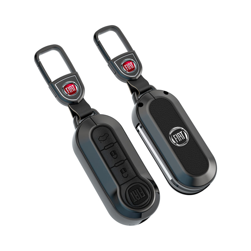 CKC-FIAT-A-Z-GM,FIAT Zinc Alloy Key Cover with Keychain | Smart Key Fob Protector | Durable Anti-Scratch Metal Case