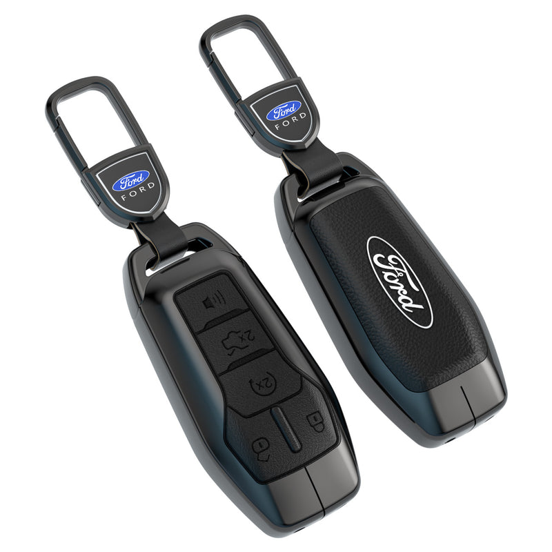 CKC-FORD-A-Z-GM,FORD Zinc Alloy Key Cover with Keychain | Smart Key Fob Protector | Durable Anti-Scratch Metal Case