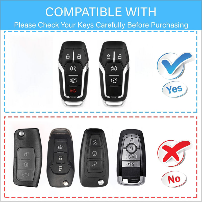 CKC-FORD-A-Z-GM,FORD Zinc Alloy Key Cover with Keychain | Smart Key Fob Protector | Durable Anti-Scratch Metal Case