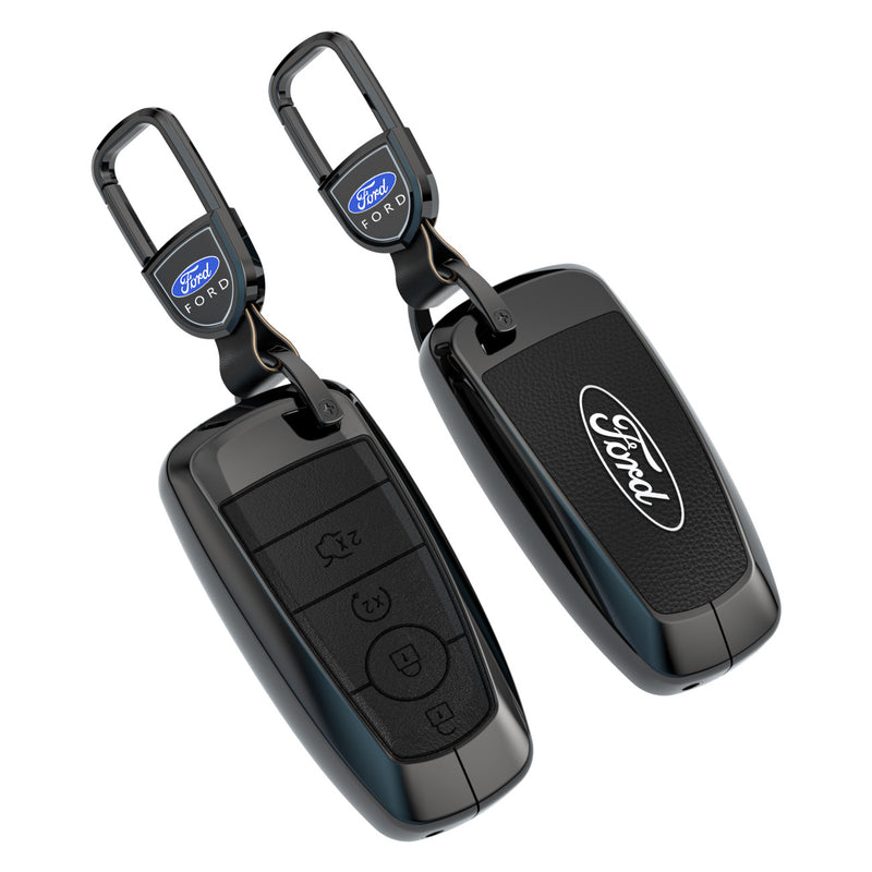 CKC-FORD-B5-Z-GM,FORD Zinc Alloy Key Cover with Keychain | Smart Key Fob Protector | Durable Anti-Scratch Metal Case