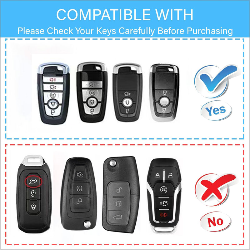 CKC-FORD-B5-Z-GM,FORD Zinc Alloy Key Cover with Keychain | Smart Key Fob Protector | Durable Anti-Scratch Metal Case