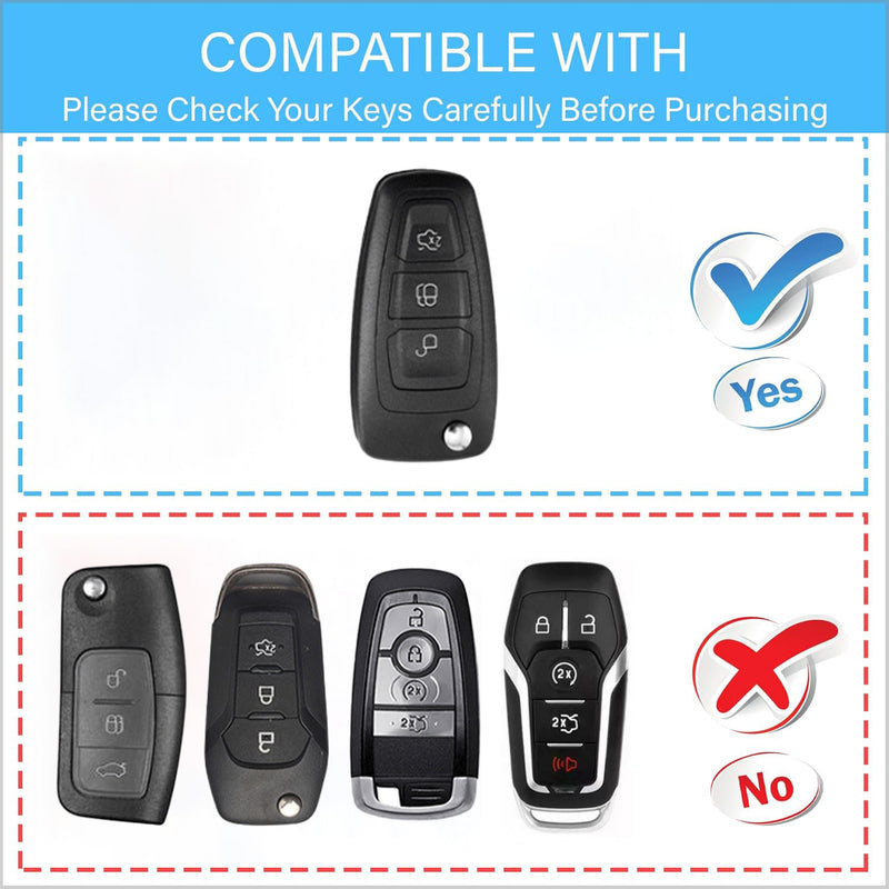 CKC-FORD-E-Z-GM,FORD Zinc Alloy Key Cover with Keychain | Smart Key Fob Protector | Durable Anti-Scratch Metal Case