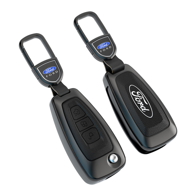 CKC-FORD-E-Z-GM,FORD Zinc Alloy Key Cover with Keychain | Smart Key Fob Protector | Durable Anti-Scratch Metal Case