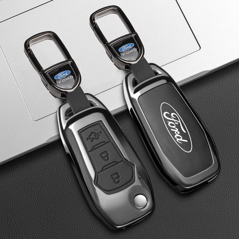 CKC-FORD-F-Z-GM,FORD Zinc Alloy Key Cover with Keychain | Smart Key Fob Protector | Durable Anti-Scratch Metal Case