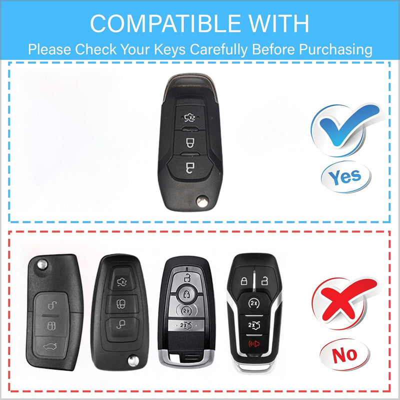 CKC-FORD-F-Z-GM,FORD Zinc Alloy Key Cover with Keychain | Smart Key Fob Protector | Durable Anti-Scratch Metal Case