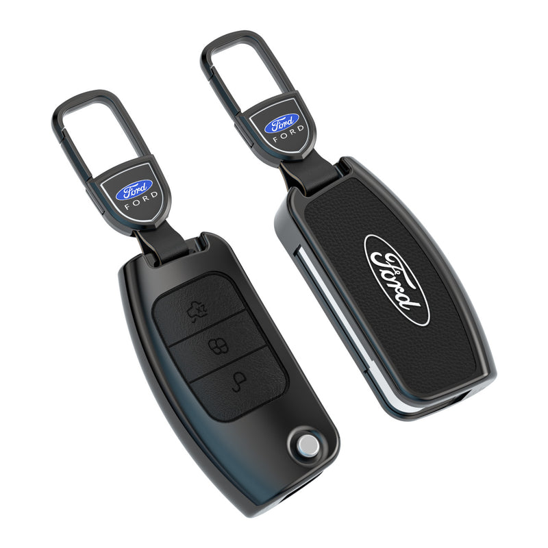 CKC-FORD-G-Z-GM,FORD Zinc Alloy Key Cover with Keychain | Smart Key Fob Protector | Durable Anti-Scratch Metal Case