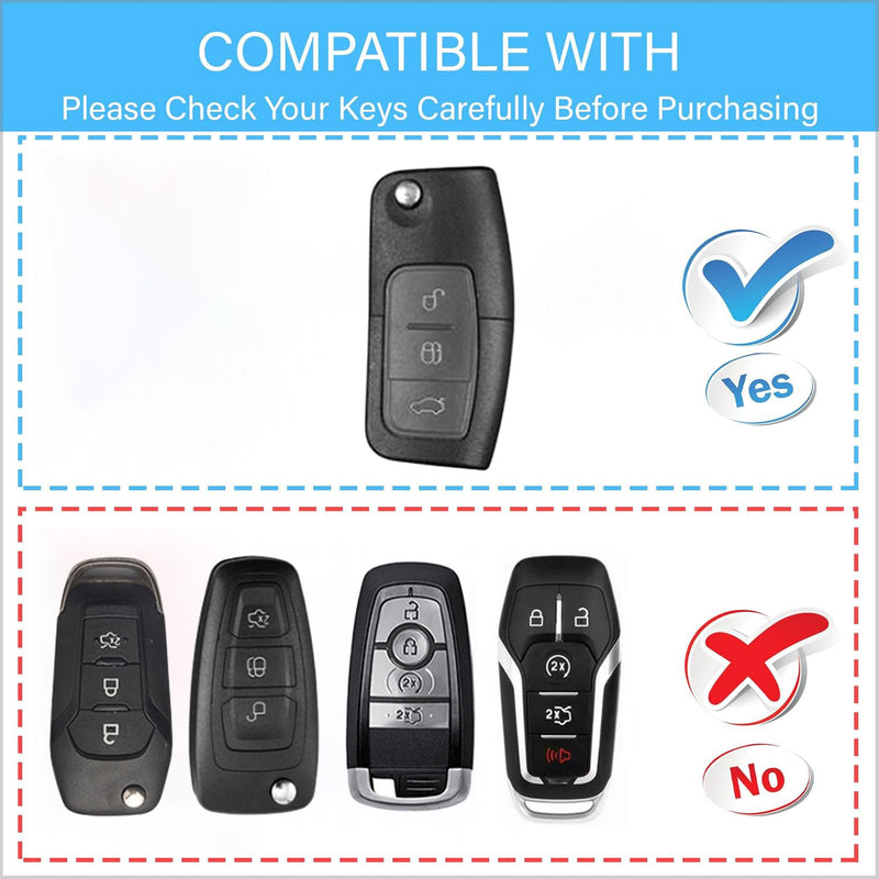 CKC-FORD-G-Z-GM,FORD Zinc Alloy Key Cover with Keychain | Smart Key Fob Protector | Durable Anti-Scratch Metal Case