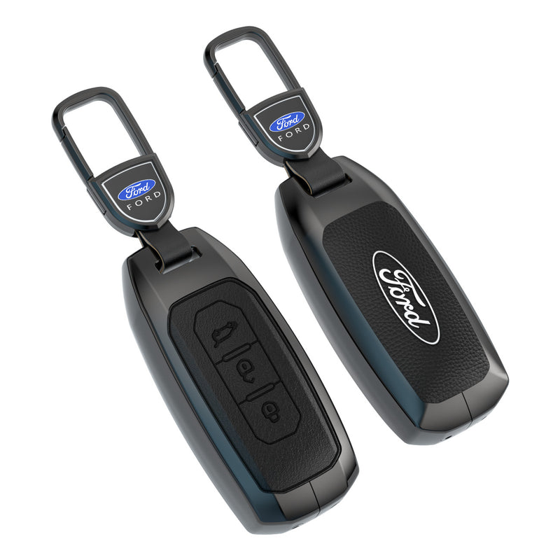 CKC-FORD-H-Z-GM,FORD Zinc Alloy Key Cover with Keychain | Smart Key Fob Protector | Durable Anti-Scratch Metal Case