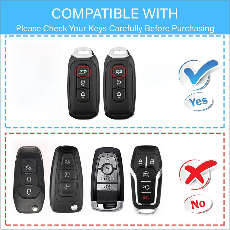 CKC-FORD-H-Z-GM,FORD Zinc Alloy Key Cover with Keychain | Smart Key Fob Protector | Durable Anti-Scratch Metal Case