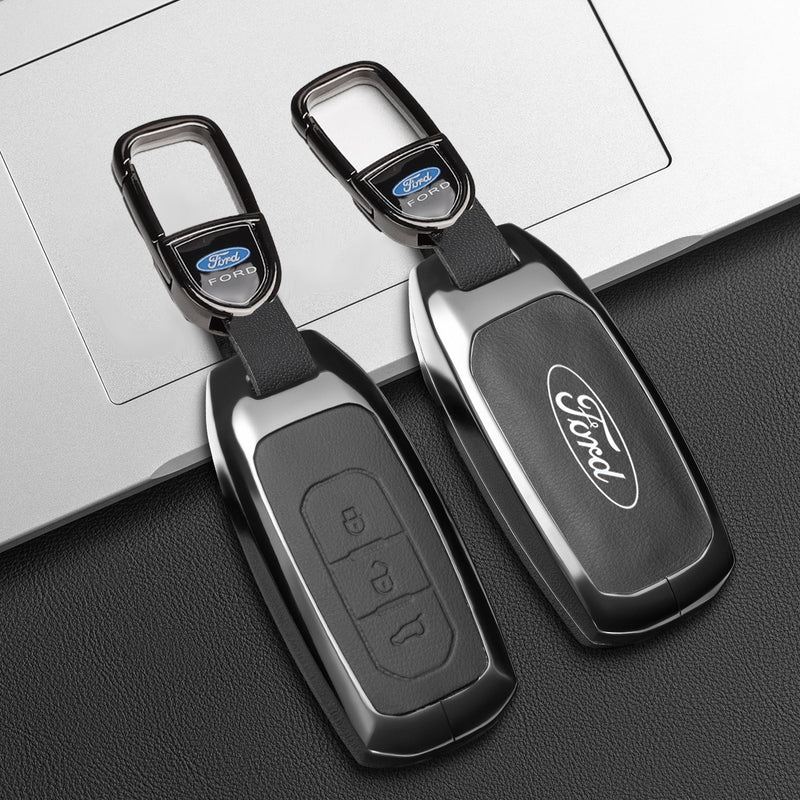 CKC-FORD-H-Z-GM,FORD Zinc Alloy Key Cover with Keychain | Smart Key Fob Protector | Durable Anti-Scratch Metal Case