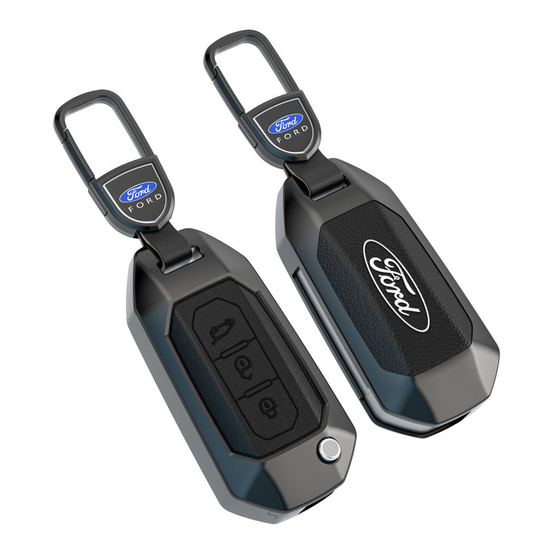 CKC-FORD-I-Z-GM,FORD Zinc Alloy Key Cover with Keychain | Smart Key Fob Protector | Durable Anti-Scratch Metal Case