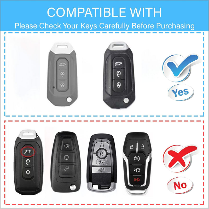 CKC-FORD-I-Z-GM,FORD Zinc Alloy Key Cover with Keychain | Smart Key Fob Protector | Durable Anti-Scratch Metal Case