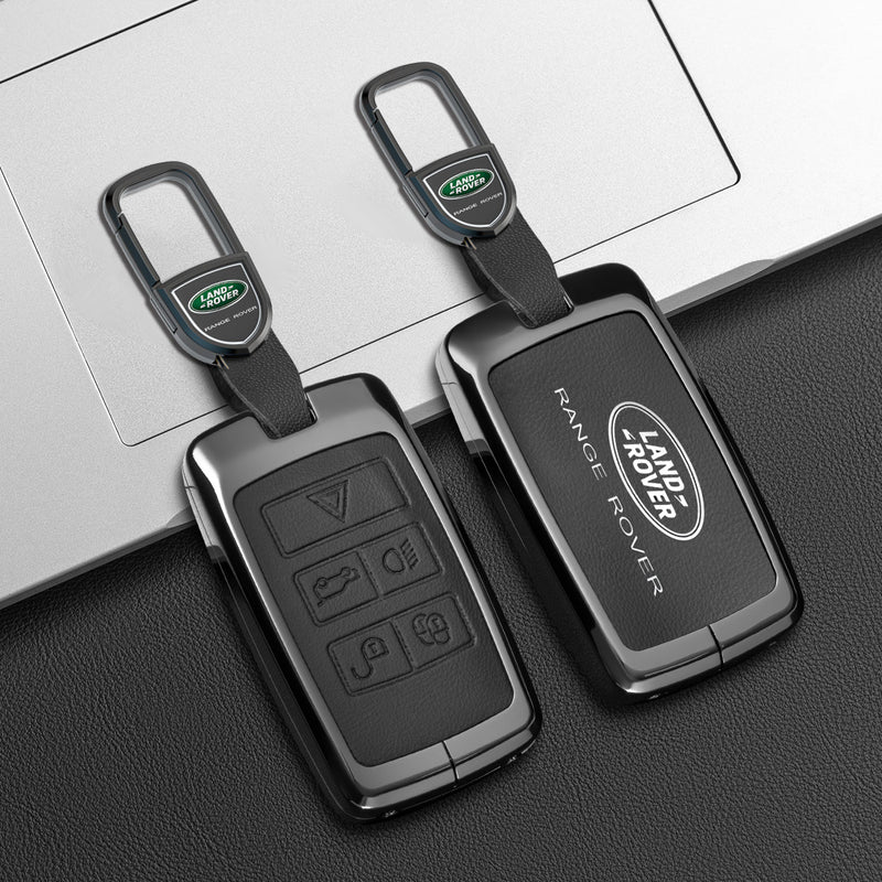 CKC-LANDROVER-B-Z-GM,LAND ROVER Zinc Alloy Key Cover with Keychain | Smart Key Fob Protector | Durable Anti-Scratch Metal Case