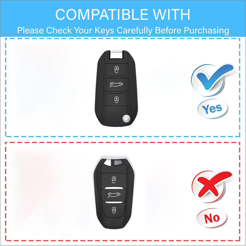 CKC-PEUGEOT-B-Z-GM,PEUGEOT Zinc Alloy Key Cover with Keychain | Smart Key Fob Protector | Durable Anti-Scratch Metal Case