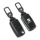 CKC-SEAT-A-Z-GM,SEAT Zinc Alloy Key Cover with Keychain | Smart Key Fob Protector | Durable Anti-Scratch Metal Case